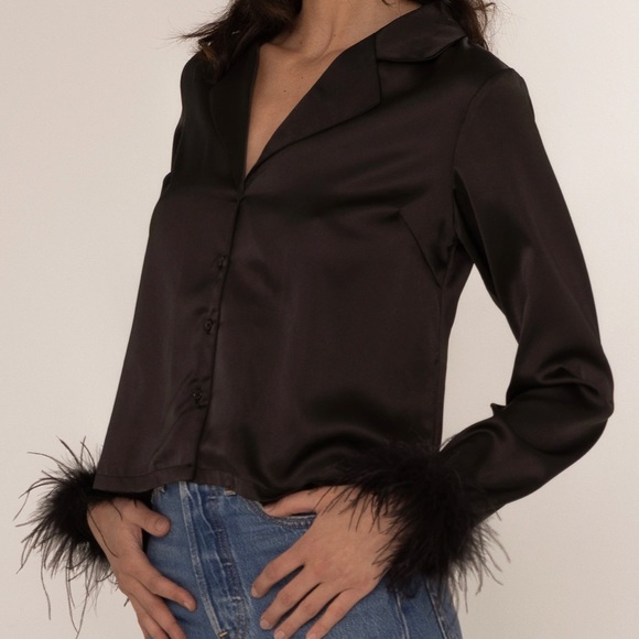 Feather satin shirt - Picture 3 of 5